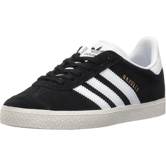 NWT Adidas Unisex Originals Kids Gazelle Black/White/Gold-SZ 4 Big Kid - Picture 2 of 7